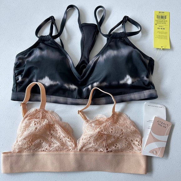NWT. Bundles LIVELY The Long-Lined Bralette & All in Motion Bikini Top Size M - Picture 2 of 14